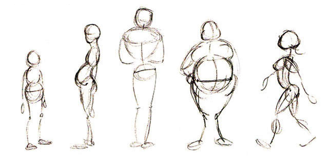 Quick sketches of body types