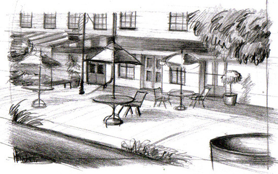 Sketch of Savannah's Farmer's Market medium view