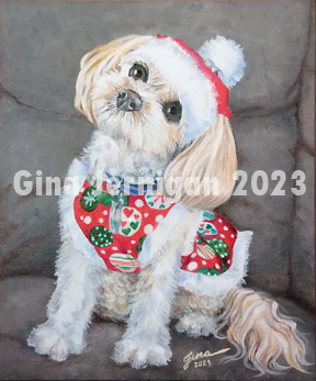 Oil painting titled Christmas Cheer