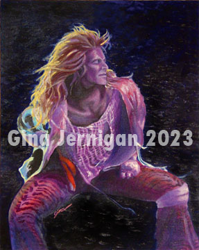 Oil painting of David Lee Roth of Van Halen