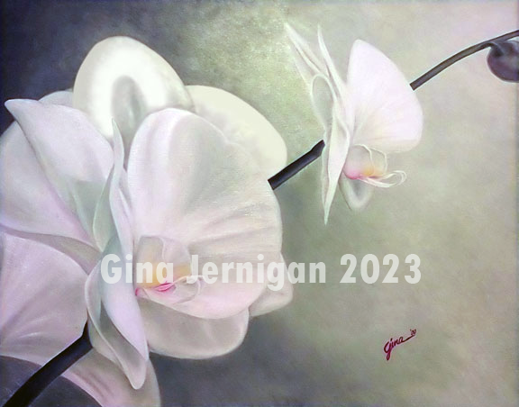 Oil painting titled Phalaneopsis Orchids