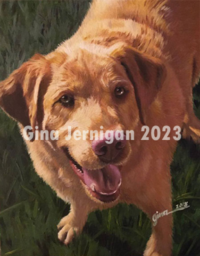 Oil painting titled Fetch